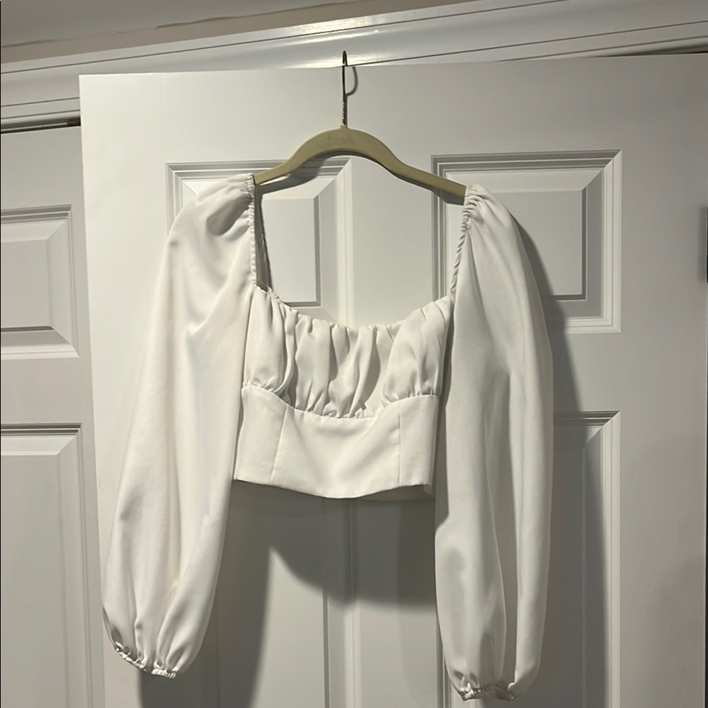 Elegant White Puff Sleeve Top
